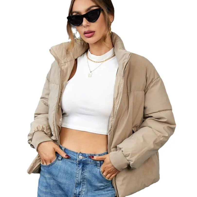 2025 foreign trade short thickened down cotton clothes women's winter stand-up collar small bread clothes European and American ins jacket tide