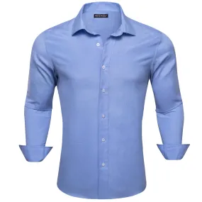 Barry.wang Cornflowerblue Solid Men's Shirt