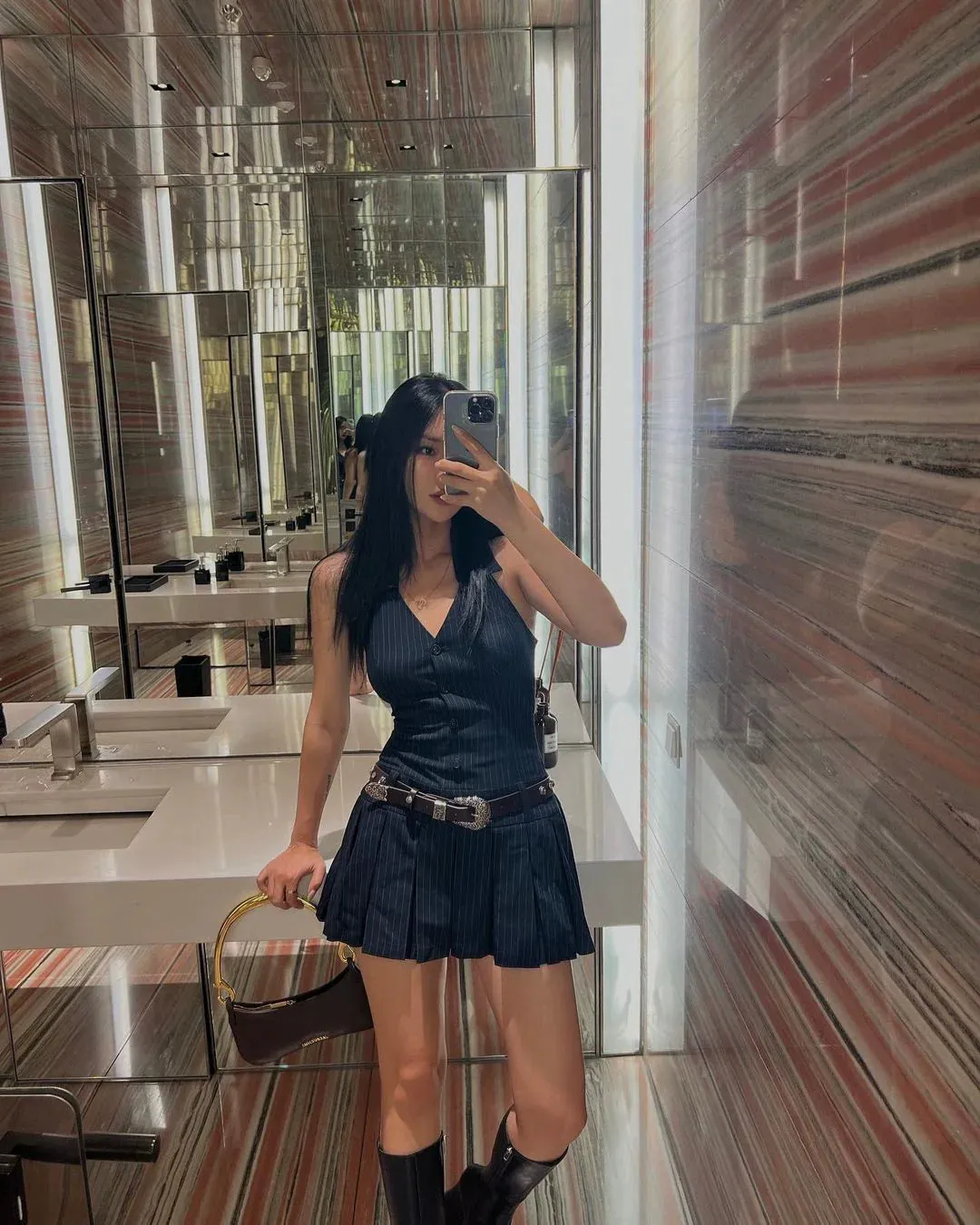 Bonnyshow Sham Pleated Mini Dress