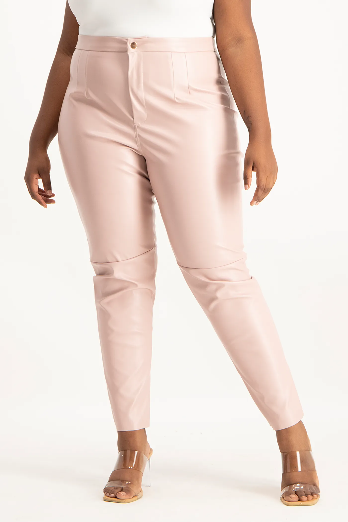 Esme Faux Leather Pants - Blush