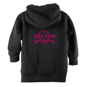 Pink Glitter Scribble Skull Front Zipper Baby Hoodie