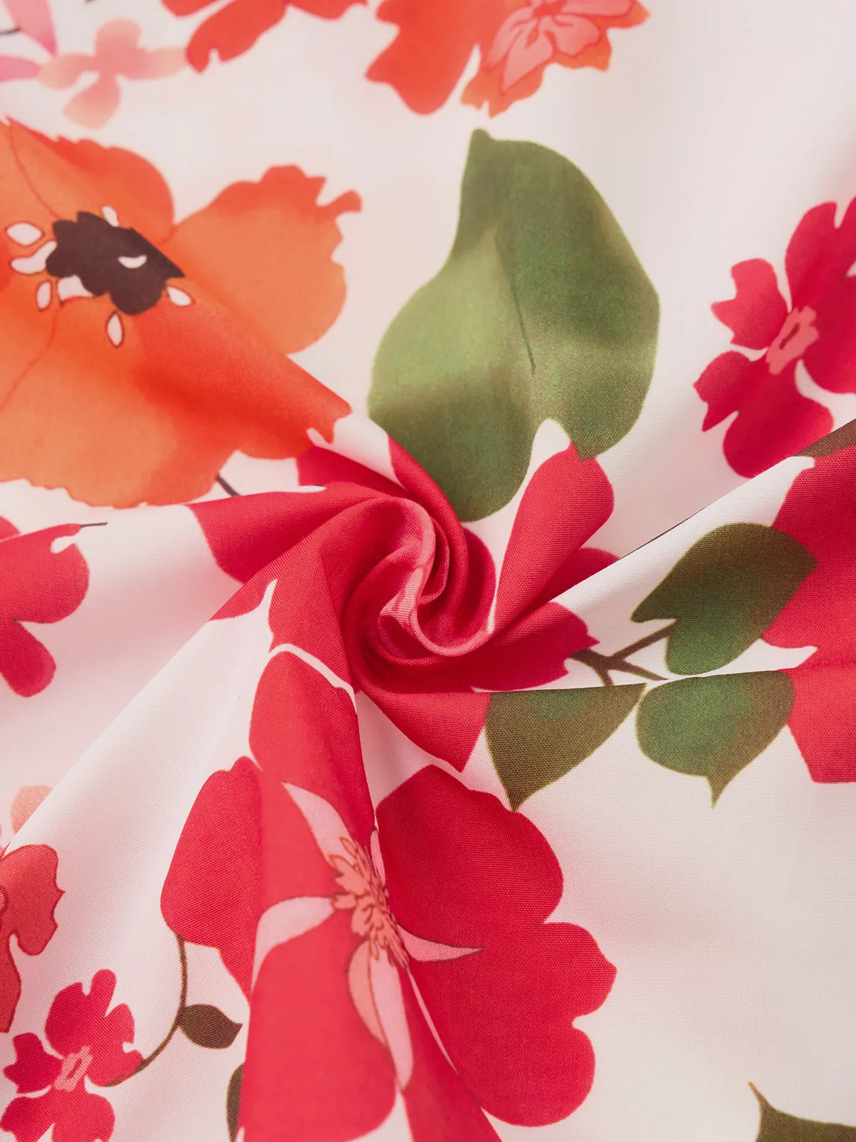 Resort Vibrant Floral Print Cotton Camp Shirt
