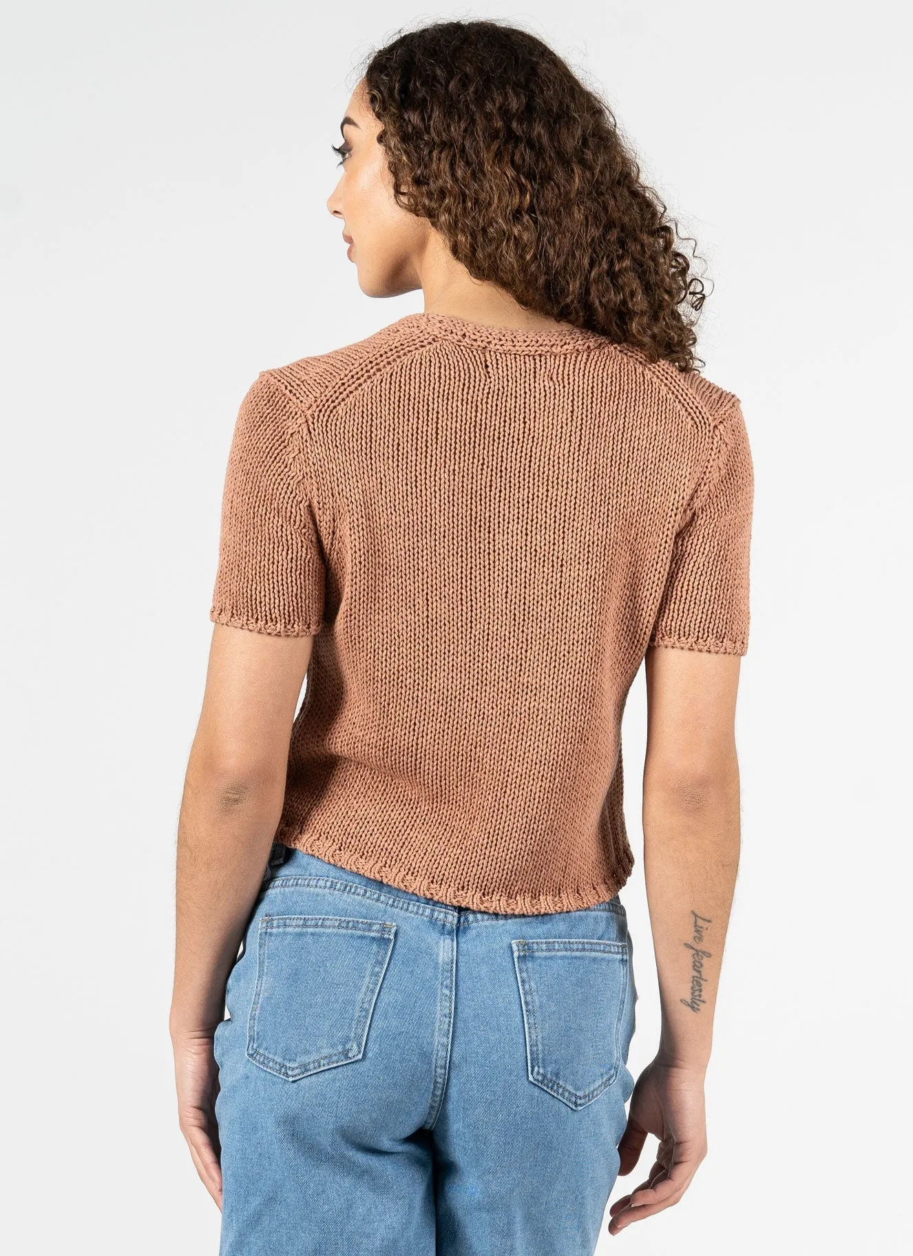 S/S Knit Button Crop Cardigan